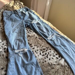 Levi's Light Blue Distressed Flare Jeans